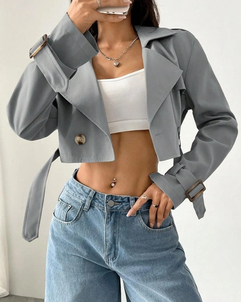 Claudia Cropped Belted Trench Jacket