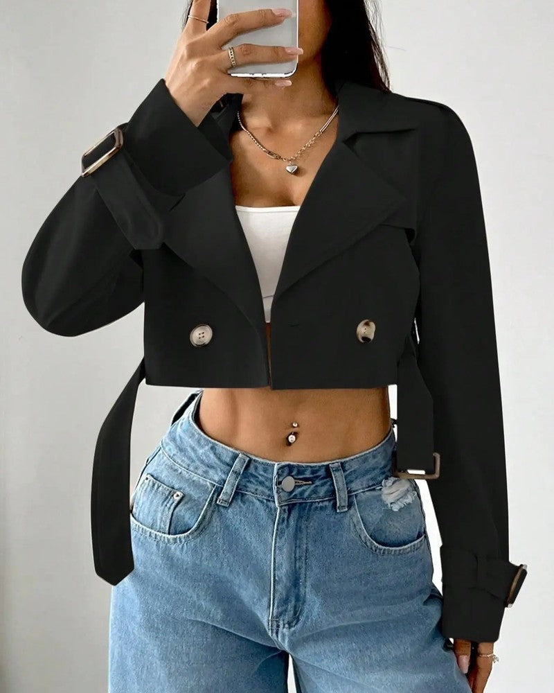 Claudia Cropped Belted Trench Jacket