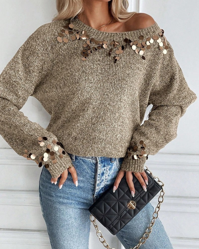 Cynthia Women's Sequin Embellished Knit Sweater