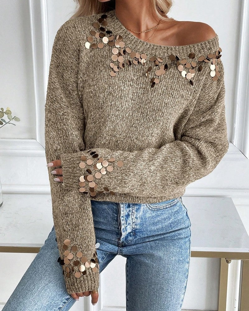 Cynthia Women's Sequin Embellished Knit Sweater