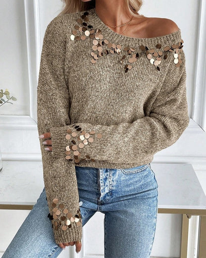 Cynthia Women's Sequin Embellished Knit Sweater