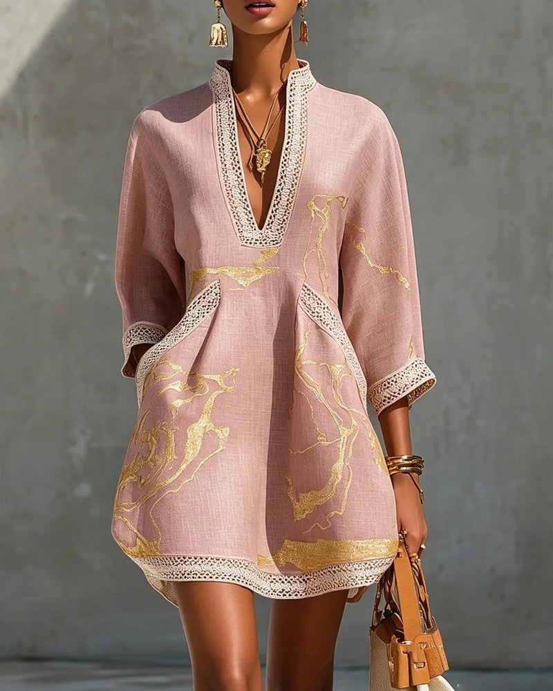 Denise Women's Relaxed Embroidered Linen Mini Dress