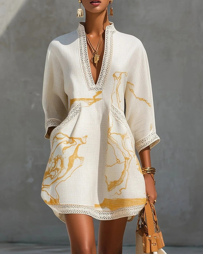 Denise Women's Relaxed Embroidered Linen Mini Dress