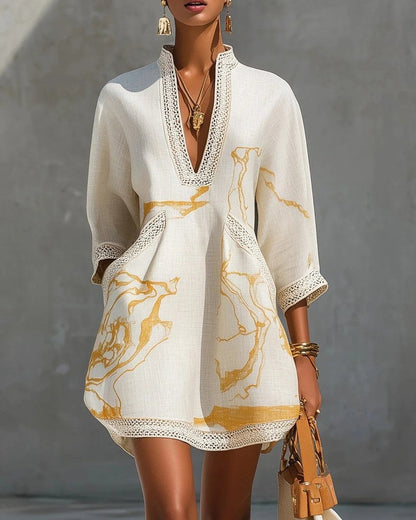 Denise Women's Relaxed Embroidered Linen Mini Dress