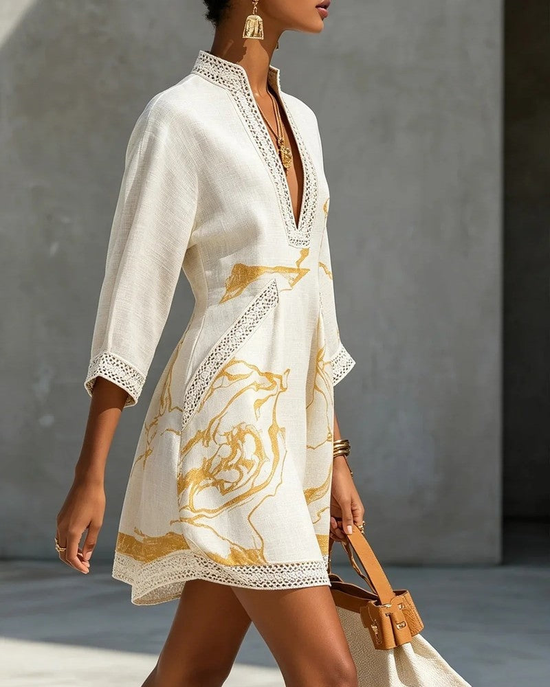 Denise Women's Relaxed Embroidered Linen Mini Dress