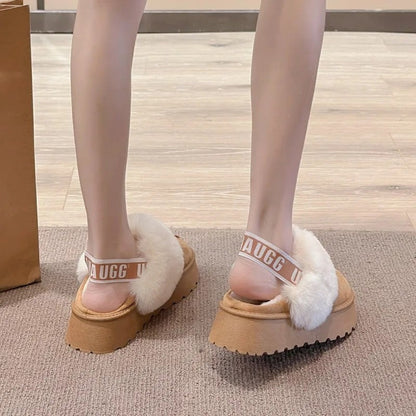 Diana Platform Fuzzy Lined Slip-On Mule