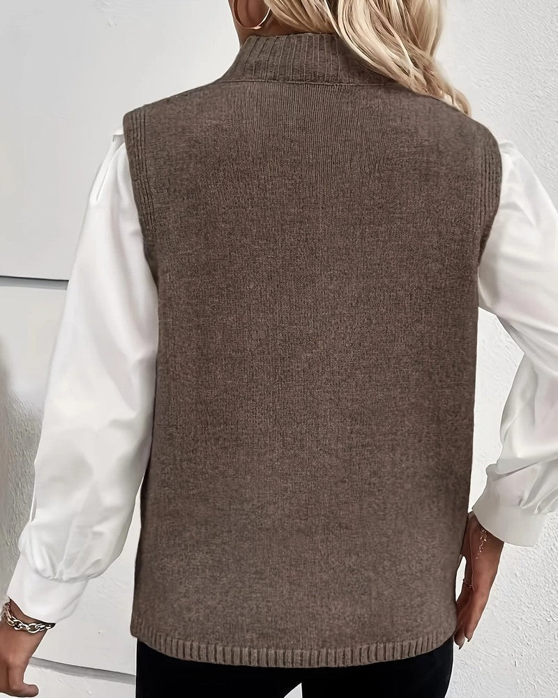 Donna Women's Sleeveless Ribbed Knit Sweater Vest