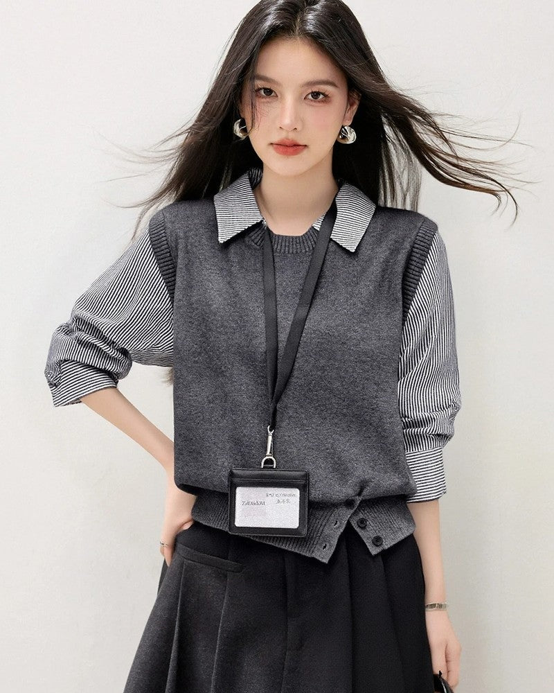 Dorothy Women's Layered Knit Button Sweater