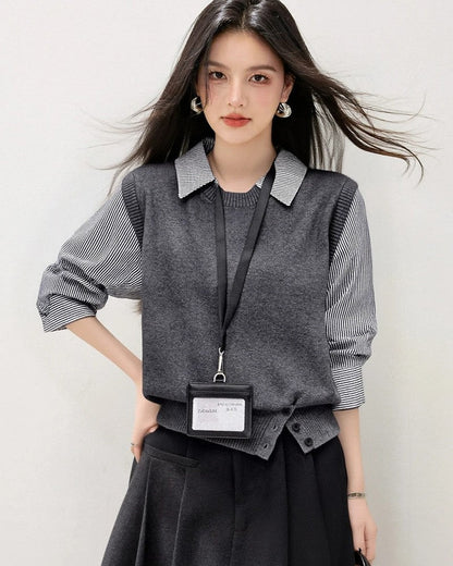 Dorothy Women's Layered Knit Button Sweater