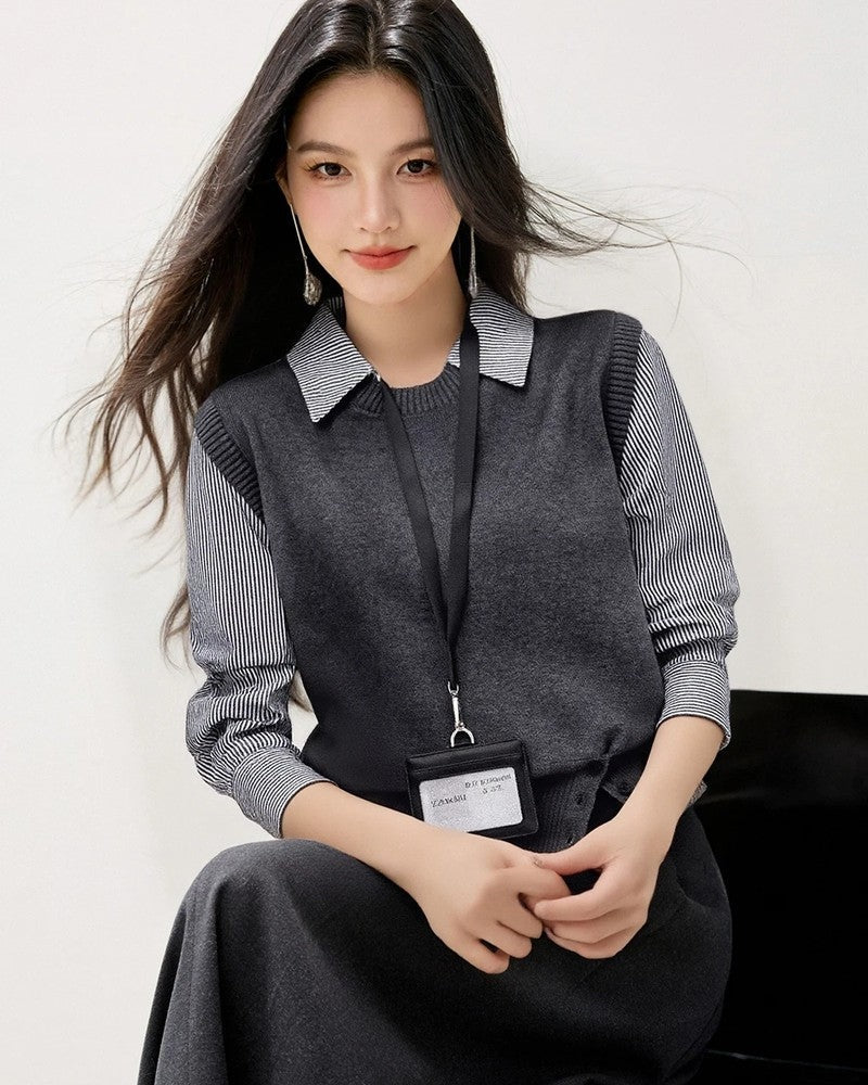 Dorothy Women's Layered Knit Button Sweater