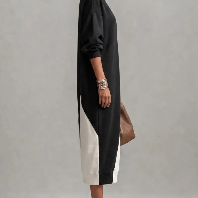 Elise Colorblock Knit V-Neck Maxi Dress
