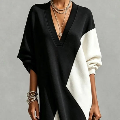 Elise Colorblock Knit V-Neck Maxi Dress