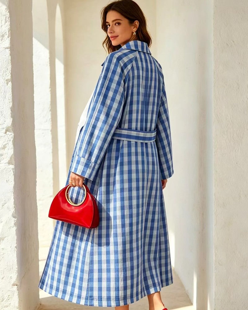 Elvara Gingham Belted Button-Up Dress