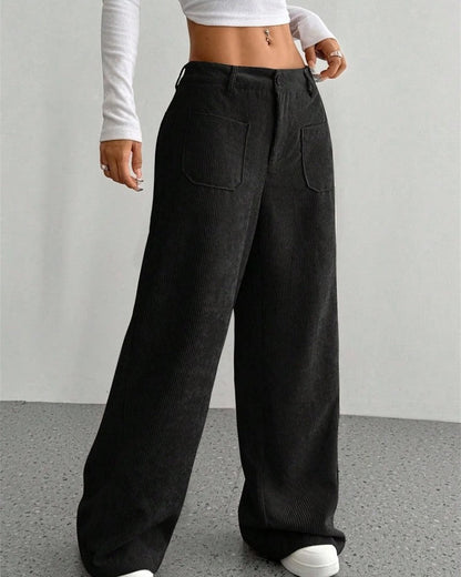 Elvica Wide-Leg Corduroy Relaxed Pants