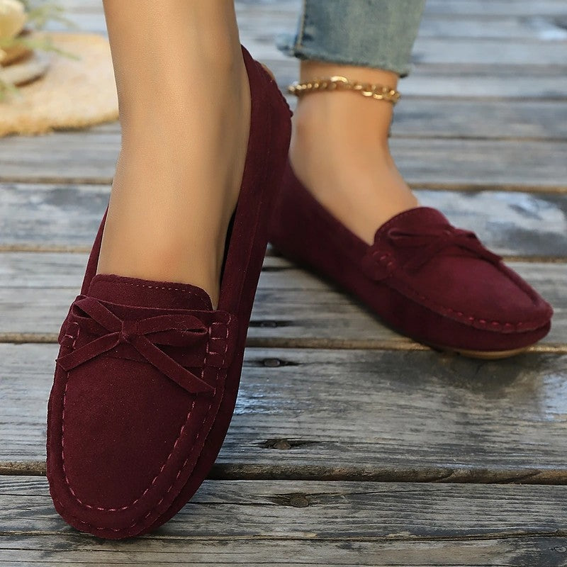 Esther Women's Suede Bow Moccasin Loafers
