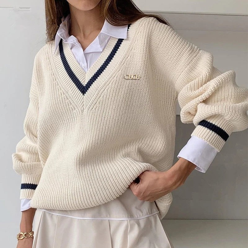 Freya Relaxed Cotton V-Neck Sweater
