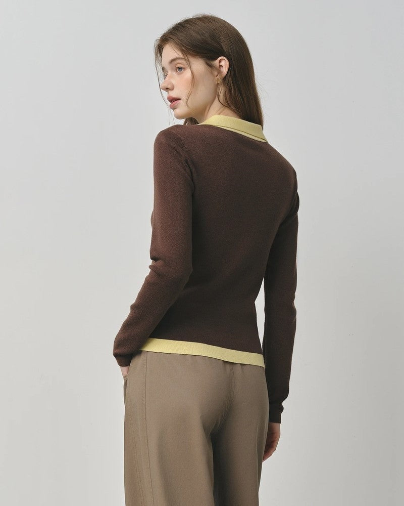 Grace Contrast Collar Knit Polo