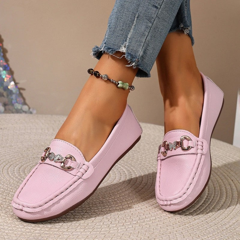 Heather Women's Metal Bit Moccasin Loafers