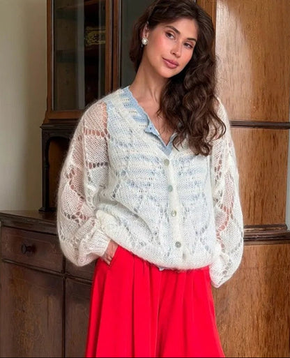 Heidi Relaxed Open-Knit Button Cardigan