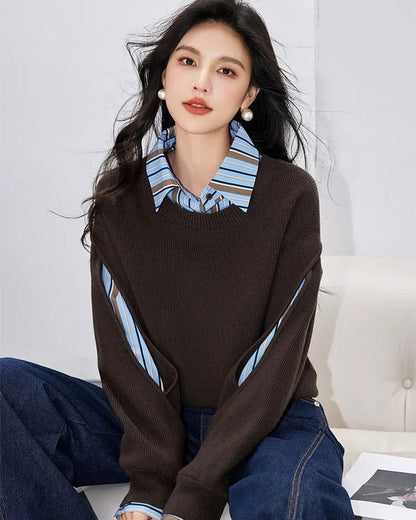 Helena Women's Layered Stripe Knit Sweater