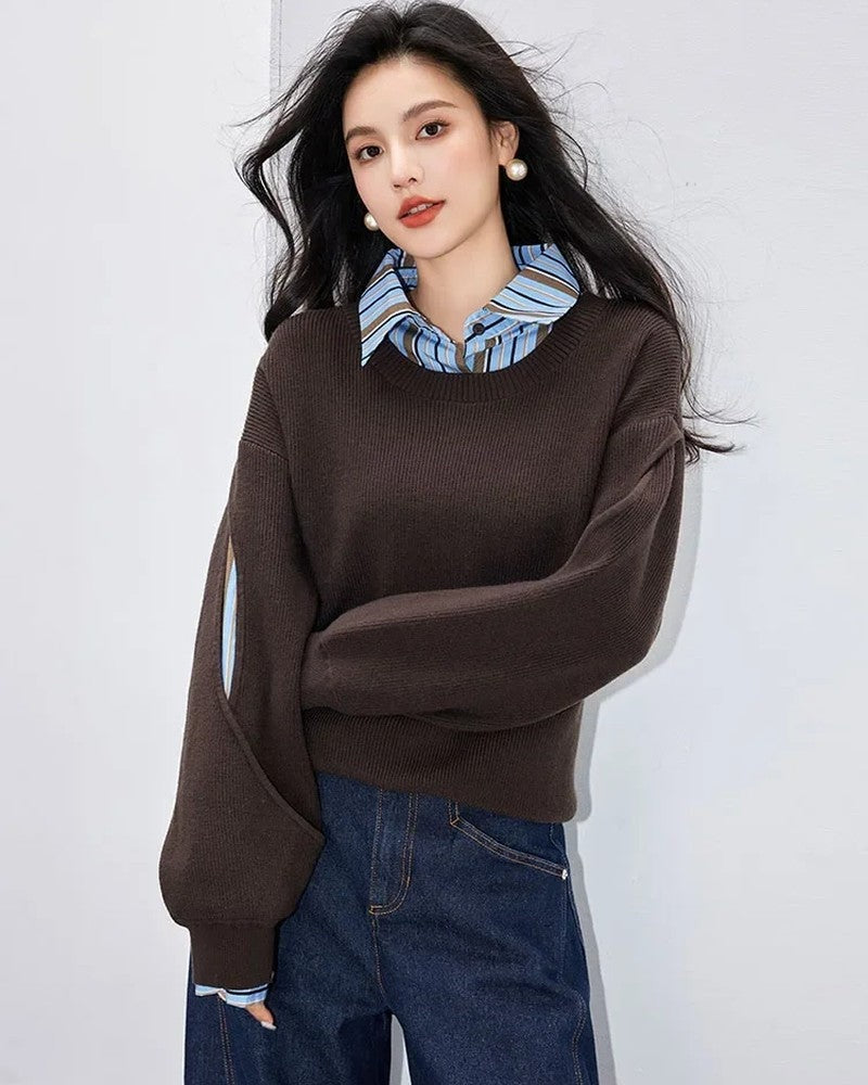 Helena Women's Layered Stripe Knit Sweater