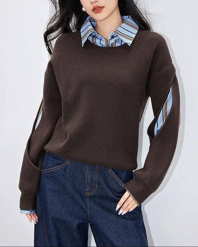 Helena Women's Layered Stripe Knit Sweater