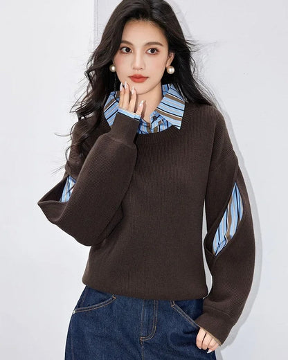 Helena Women's Layered Stripe Knit Sweater