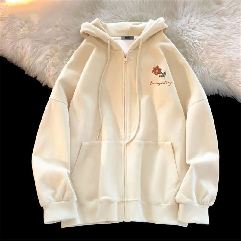 Ingrid Relaxed Embroidered Zip Hoodie