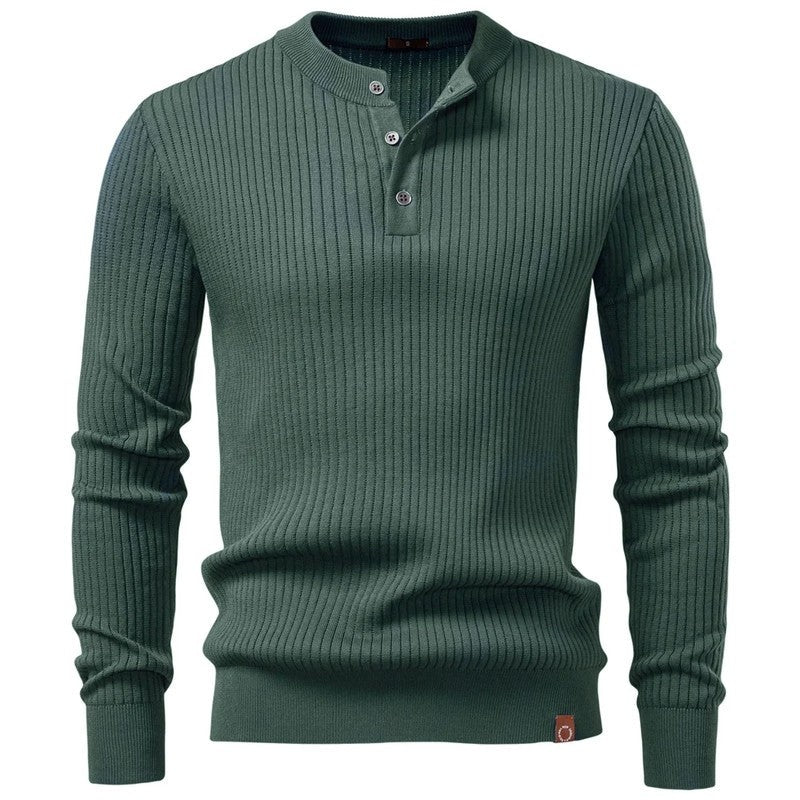 Isadora Ribbed Knit Henley Sweater