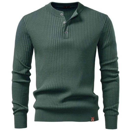Isadora Ribbed Knit Henley Sweater