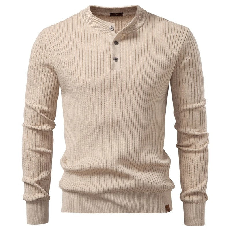 Isadora Ribbed Knit Henley Sweater