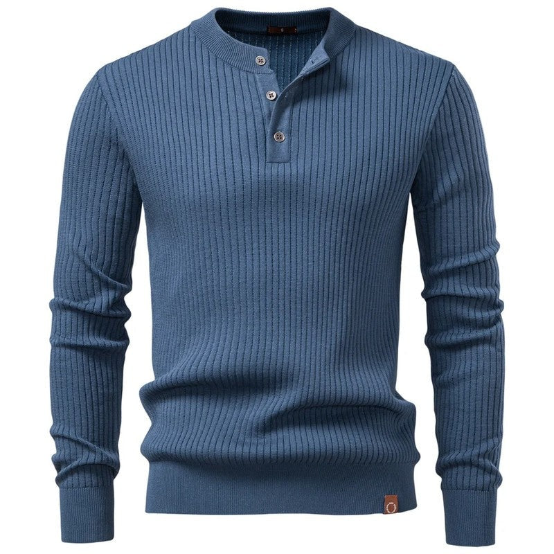 Isadora Ribbed Knit Henley Sweater