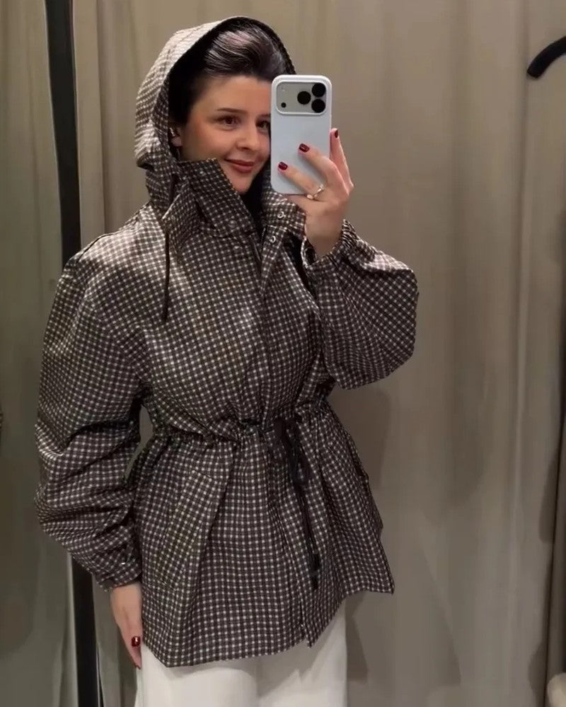Ivy Gingham Drawstring Hooded Jacket