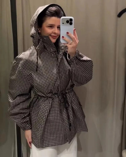Ivy Gingham Drawstring Hooded Jacket