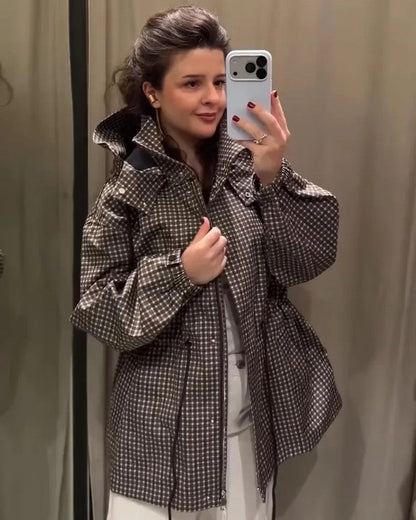 Ivy Gingham Drawstring Hooded Jacket