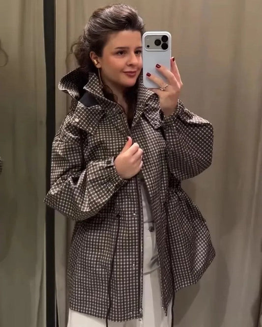 Ivy Gingham Drawstring Hooded Jacket