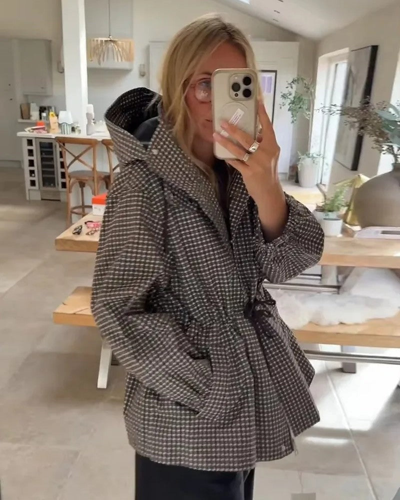 Ivy Gingham Drawstring Hooded Jacket