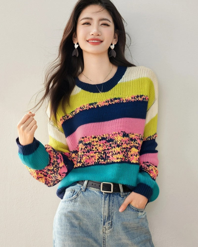 Jasmine Women's Relaxed Stripe Knit Sweater