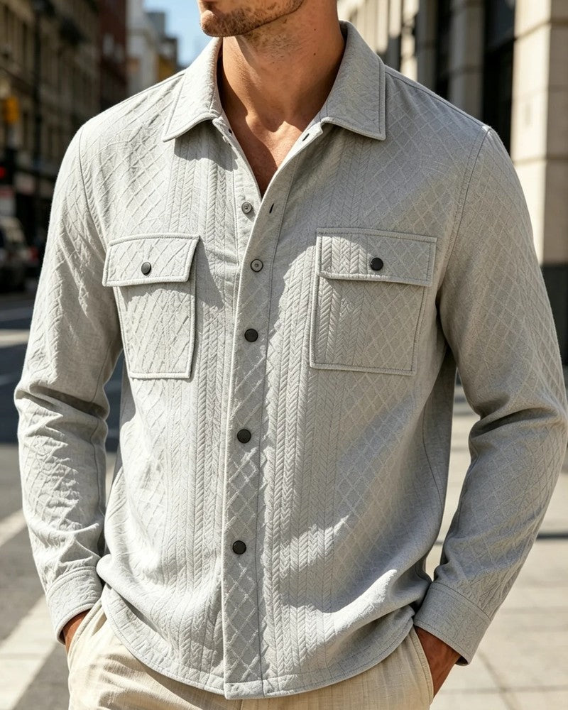 Lazien Quilted Textured Button-Up Shirt