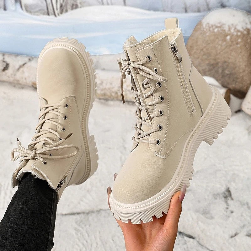 Leah Lace-Up Side Zip Ankle Boots
