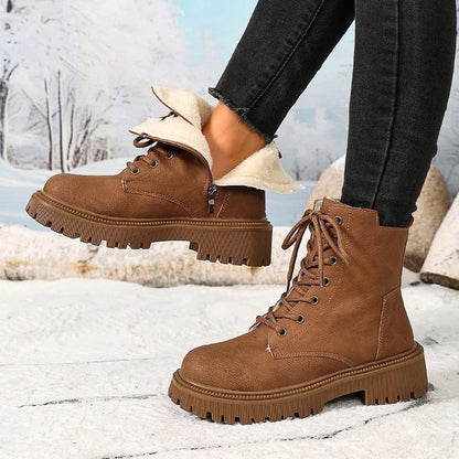 Leah Lace-Up Side Zip Ankle Boots