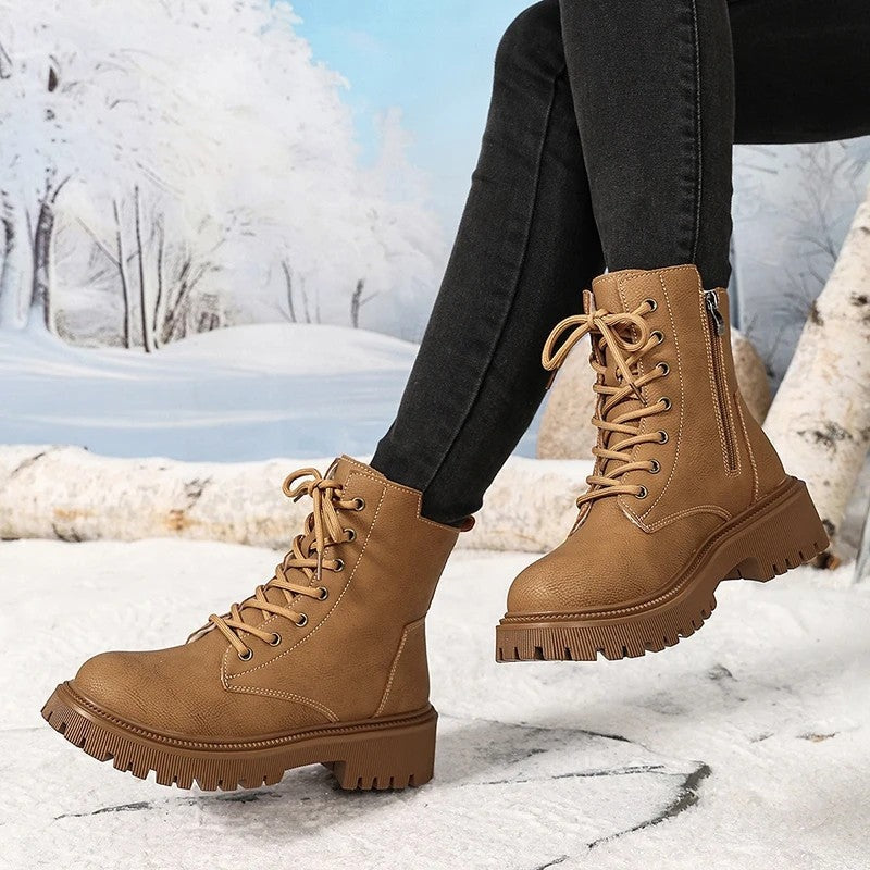 Leah Lace-Up Side Zip Ankle Boots