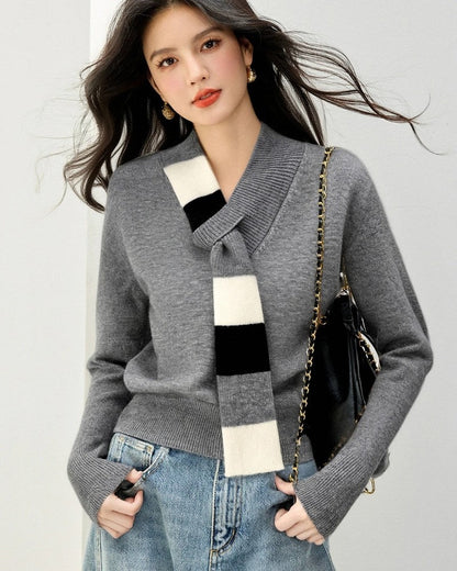 Liana Women's Relaxed Knit Scarf Sweater