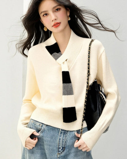 Liana Women's Relaxed Knit Scarf Sweater