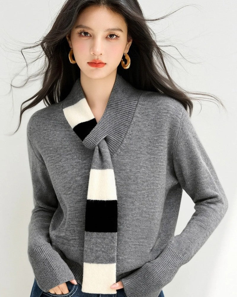 Liana Women's Relaxed Knit Scarf Sweater