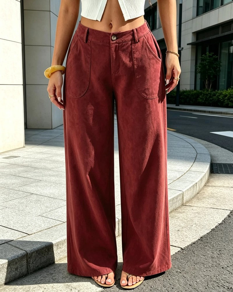Livara Relaxed Plaid Wide-Leg Pants