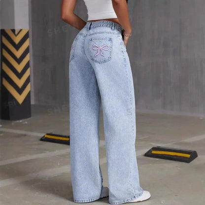 Lunari Relaxed Embroidered Wide-Leg Jeans