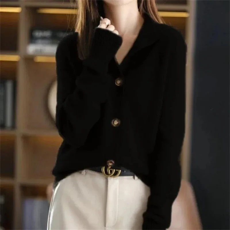 Lunaro Relaxed Knit Button-Up Cardigan