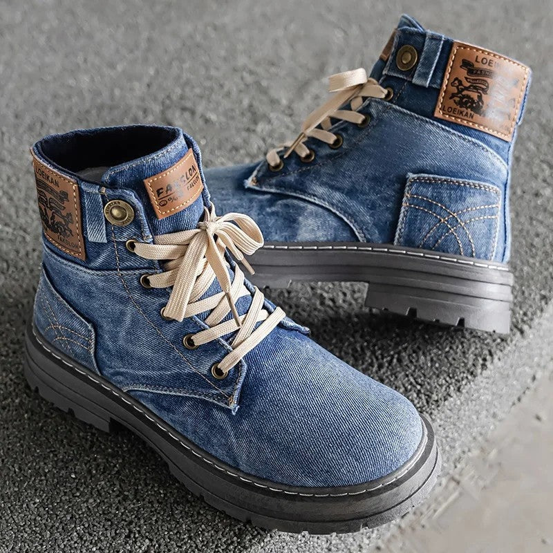 Lunera Relaxed Denim Lace-Up Boots