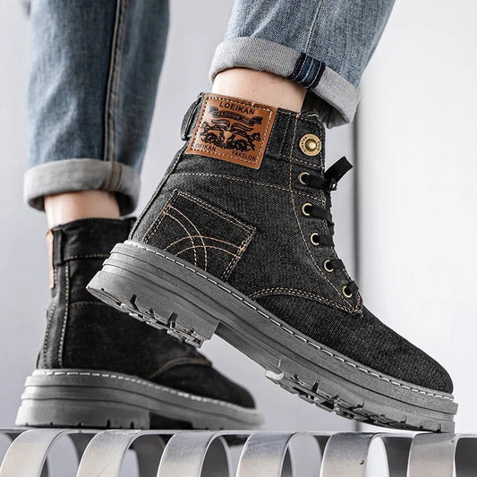 Lunera Relaxed Denim Lace-Up Boots